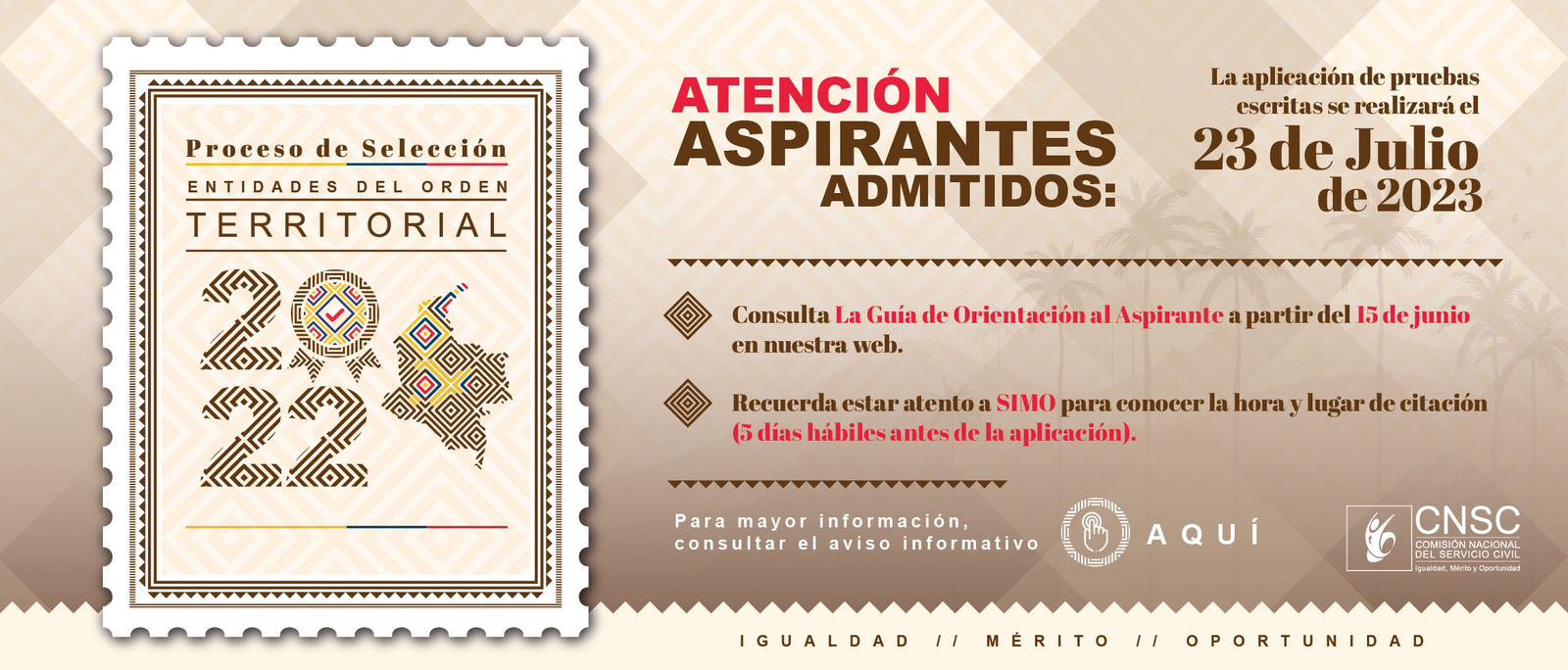Aplicación pruebas escritas para los aspirantes al Concurso Público de Méritos de la CNSC